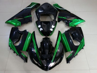 Buy 2005-2006 Kawasaki ZX6R Motorcycle Fairings - Green White Glossy Black UK