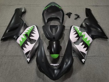 Buy 2005-2006 Kawasaki ZX6R Motorcycle Fairings - Matte Black White Green Shark UK