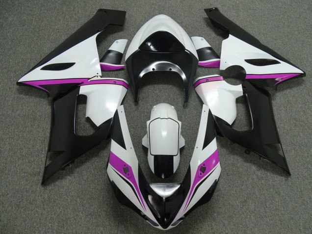 2005-2006 Kawasaki ZX6R Motorcycle Fairings - White Black Pink UK