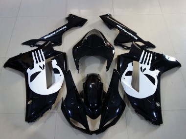 Buy 2007-2008 Kawasaki ZX6R Motorcycle Fairings - Black White Skull UK