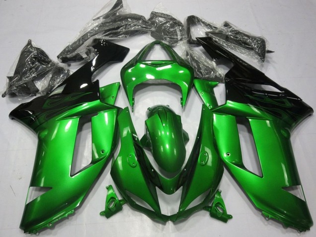 2007-2008 Kawasaki ZX6R Motorcycle Fairings - Green Black UK