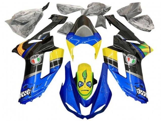 2007-2008 Kawasaki ZX6R Motorcycle Fairings - Blue Black Yellow Shark UK