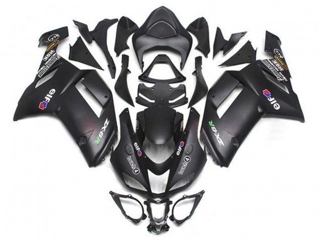 2007-2008 Kawasaki ZX6R Motorcycle Fairings - Matte Black Elf UK