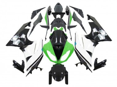 Buy 2009-2012 Kawasaki ZX6R Motorcycle Fairings - Green White Glossy Black UK