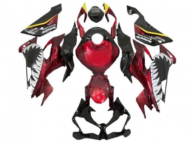 2019-2022 Kawasaki ZX6R Motorcycle Fairings - Candy Red Yellow White Shark UK