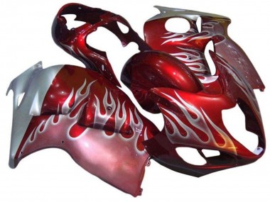 Buy 1996-2007 Suzuki GSXR 1300 Hayabusa Motorcycle Fairings - Red Silver Flame UK