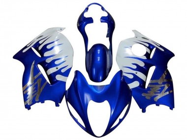 Buy 1996-2007 Suzuki GSXR 1300 Hayabusa Motorcycle Fairings - White Blue Chrome Flame UK