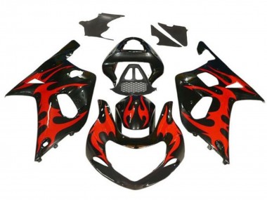Buy 2000-2002 Suzuki GSXR1000 Motorcycle Fairings - Glossy Black Red Tribal UK