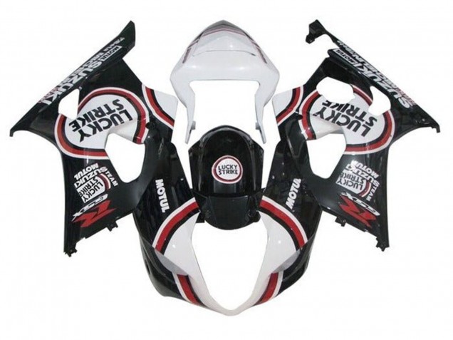 2003-2004 Suzuki GSXR 1000 Motorcycle Fairings - White Black Red Lucky Strike UK