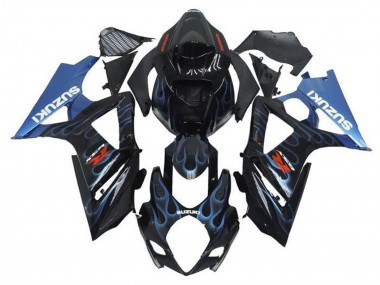 Buy 2005-2006 Suzuki GSXR 1000 Motorcycle Fairings - Black Light Blue Flame UK