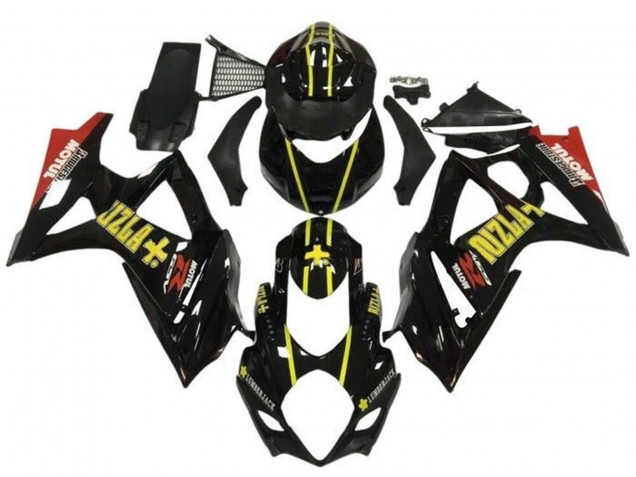 2005-2006 Suzuki GSXR 1000 Motorcycle Fairings - Black Gold Rizla Red UK