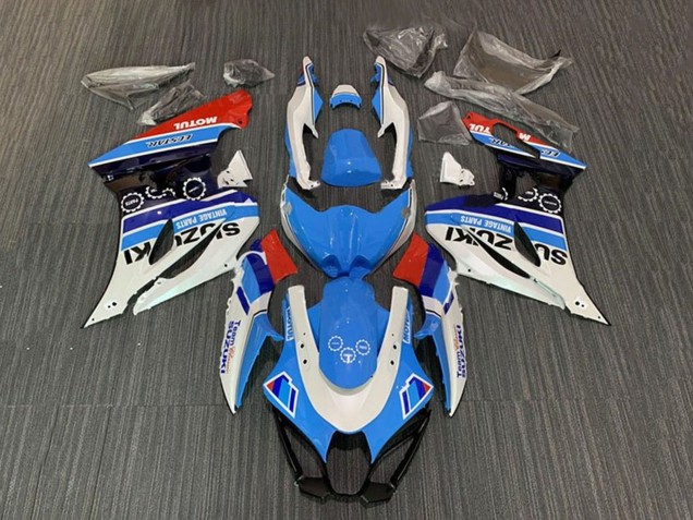 2017-2025 Suzuki GSXR1000 Motorcycle Fairings - White Blue Stripe Red Motul UK