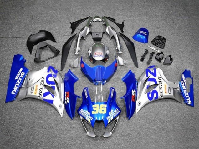 2017-2025 Suzuki GSXR1000 Motorcycle Fairings - Blue Silver Ecstar 36 UK