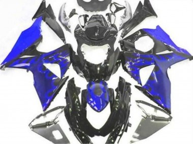 Buy 2009-2016 Suzuki GSXR 1000 Motorcycle Fairing - Glossy Black Blue Flame UK
