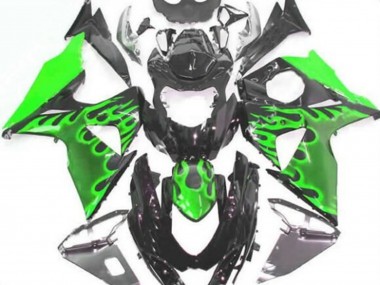 Buy 2009-2016 Suzuki GSXR 1000 Motorcycle Fairings - Glossy Black Green Flame UK
