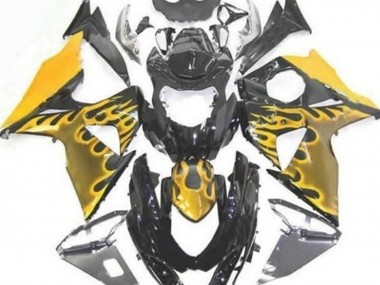 Buy 2009-2016 Suzuki GSXR 1000 Motorcycle Fairings - Glossy Black Yellow Flame UK