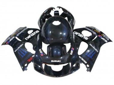 Buy 1996-2000 Suzuki GSXR 600 / GSXR 750 Motorcycle Fairings - Black Dark Blue Monster UK