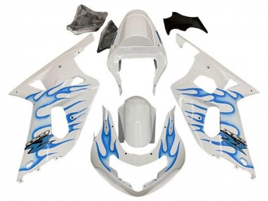 Buy 2001-2003 Suzuki GSXR 600 / GSXR 750 Motorcycle Fairings - White Blue Flame UK