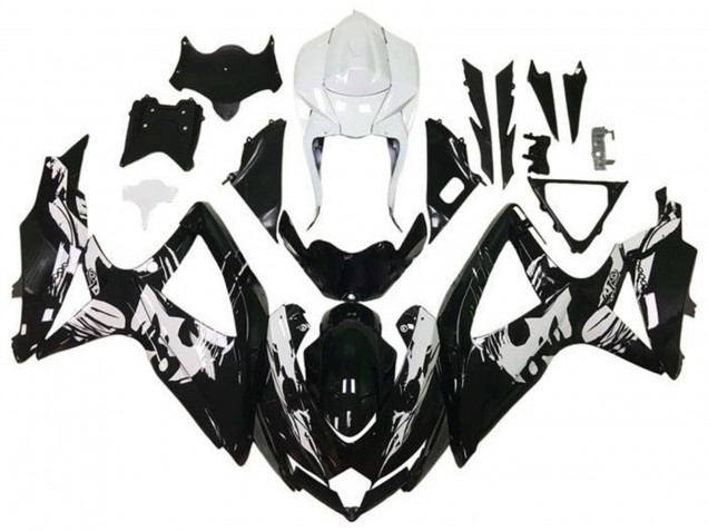2008-2010 Suzuki GSXR 600 / GSXR 750 Motorcycle Fairings - White Glossy Black Leyla UK