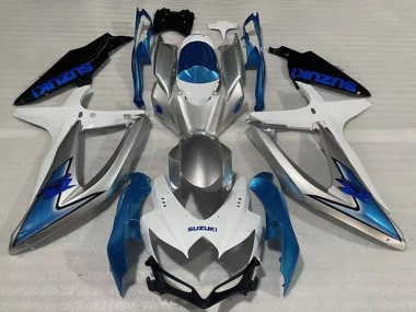 Buy 2008-2010 Suzuki GSXR 600 / GSXR 750 Motorcycle Fairings - White Silver Light Blue Black UK