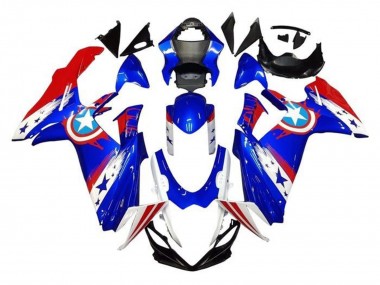 Buy 2011-2024 Suzuki GSXR 600 / GSXR 750 Motorcycle Fairings - Blue White Red Captain America UK