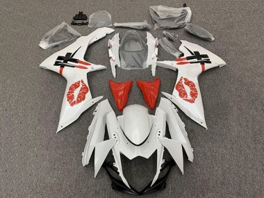 Buy 2011-2024 Suzuki GSXR 600 / GSXR 750 Motorcycle Fairings - White Red Lipstick Kiss UK