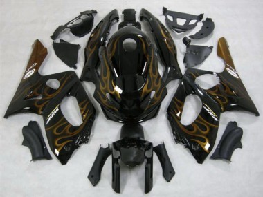 Buy 1996-2007 Yamaha YZF600R Thundercat Motorcycle Fairings - Black Dark Gold Flame UK