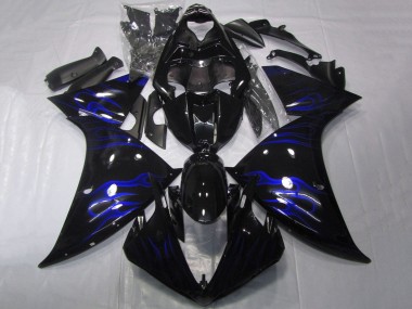 Buy 2009-2011 Yamaha YZF 1000 R1 Motorcycle Fairings - Glossy Black Blue Flame UK