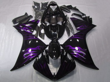 Buy 2009-2011 Yamaha YZF 1000 R1 Motorcycle Fairings - Glossy Black Purple Flame UK