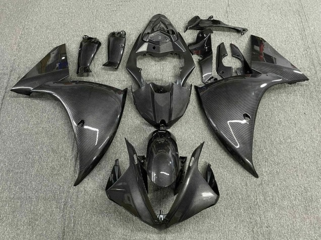 2012-2014 Yamaha YZF 1000 R1 Motorcycle Fairings - Faux Carbon Fiber Grey Black UK