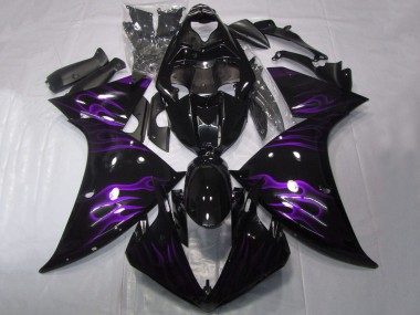 Buy 2012-2014 Yamaha YZF 1000 R1 Motorcycle Fairings - Glossy Black Purple Flame UK