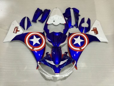 Buy 2012-2014 Yamaha YZF 1000 R1 Motorcycle Fairings - White Blue Red Star Captain America UK