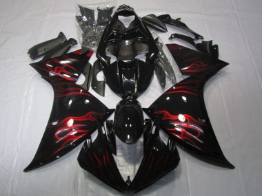 Buy 2012-2014 Yamaha YZF 1000 R1 Motorcycle Fairings - Glossy Black Red Flame UK