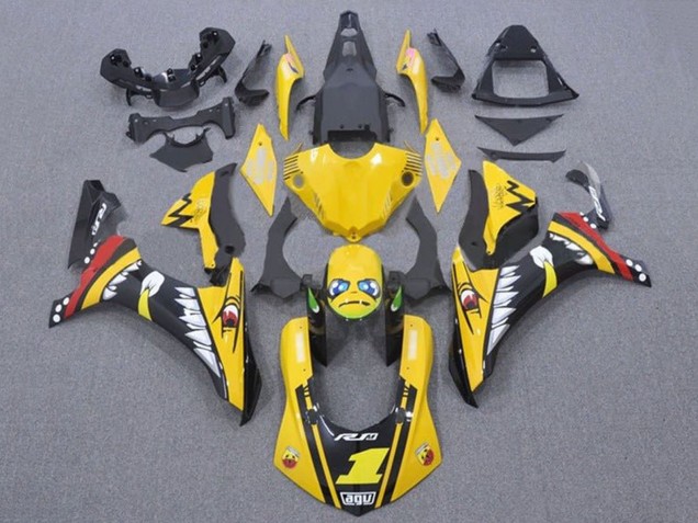 2015-2019 Yamaha YZF 1000 R1 Motorcycle Fairings - Yellow Red Shark UK