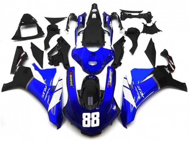 2015-2019 Yamaha YZF 1000 R1 Motorcycle Fairings - Blue White Glossy Black Akropovic UK