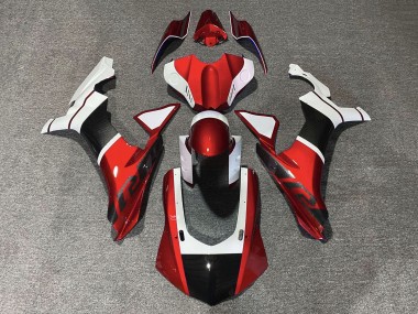 Buy 2015-2019 Yamaha YZF 1000 R1 Motorcycle Fairings - White Red Faux Carbon Fiber UK