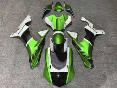 Buy 2015-2019 Yamaha YZF 1000 R1 Motorcycle Fairings - White Green Faux Carbon Fiber UK