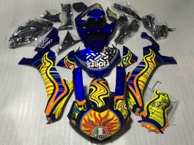 Buy 2015-2019 Yamaha YZF 1000 R1 Motorcycle Fairings - Blue Yellow Orange Tribal Sun UK