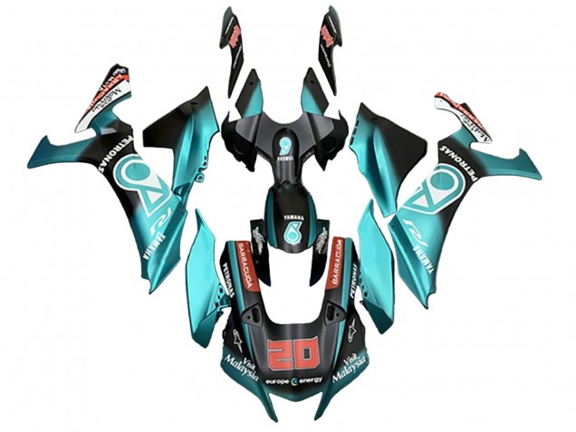 2020-2025 Yamaha YZF 1000 R1 Motorcycle Fairings - Turquoise Blue Matte Black Petronas UK