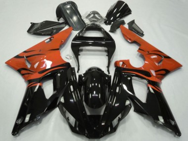 Buy 2000-2001 Yamaha YZF 1000 R1 Motorcycle Fairings - Orange Glossy Black Flame UK