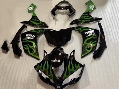 Buy 2007-2008 Yamaha YZF 1000 R1 Motorcycle Fairings - Glossy Black Green Flame UK