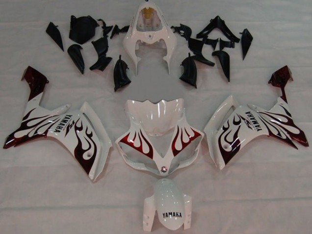 2007-2008 Yamaha YZF 1000 R1 Motorcycle Fairings - White Red Black Flame UK