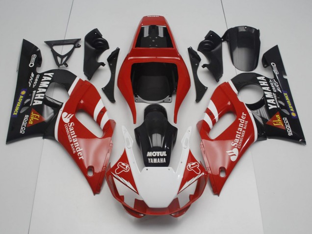 1998-2002 Yamaha YZF R6 Motorcycle Fairings - Red White Black Motul Santander UK