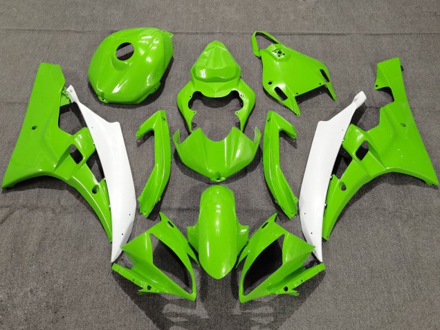 2006-2007 Yamaha YZF R6 Motorcycle Fairings - Green White UK