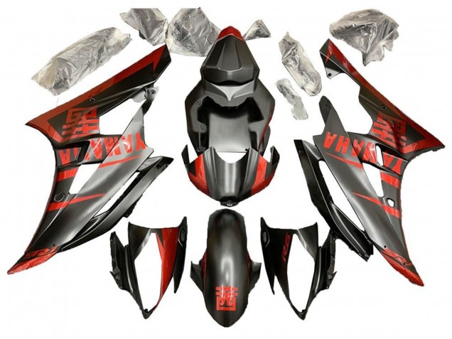 2006-2007 Yamaha YZF R6 Motorcycle Fairing - Red Matte Black UK