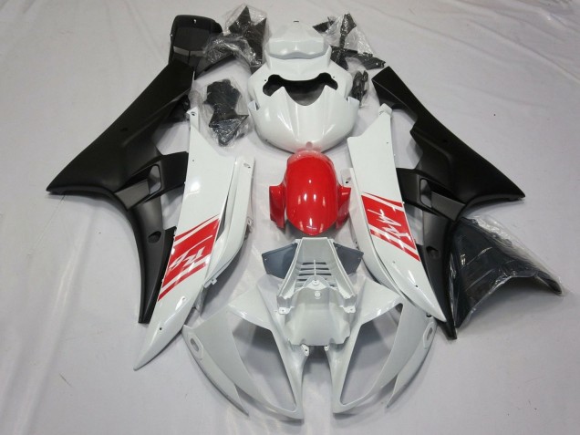2006-2007 Yamaha YZF R6 Motorcycle Fairings - White Red Matte Black UK