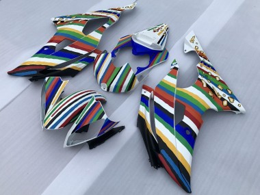 Buy 2008-2016 Yamaha YZF R6 Motorcycle Fairings - White Blue Green Yellow Red Rainbow Stripe UK