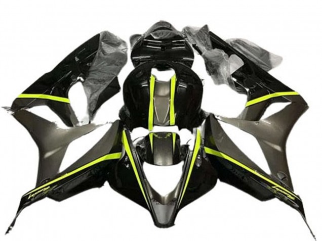 2007-2008 Honda CBR600RR Motorcycle Fairings - Glossy Black High Viz Yellow UK