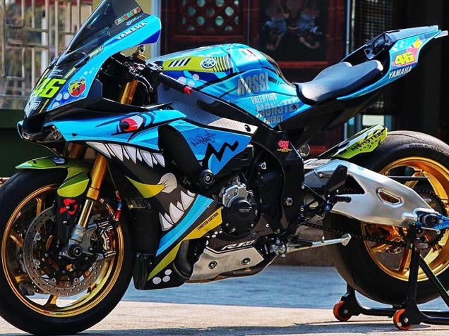 2015-2019 Yamaha YZF R1 Motorcycle Fairings - Blue Yellow Shark UK
