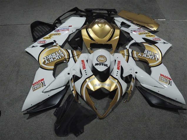 2005-2006 Suzuki GSXR 1000 Motorcycle Fairings - White Gold Lucky Strike Motul UK